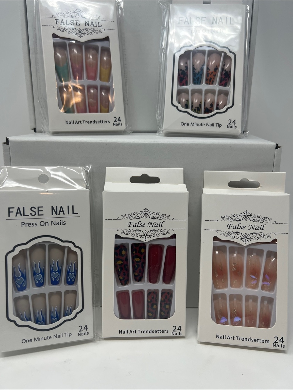 Bundle of 5 sets of assorted press on nails-7